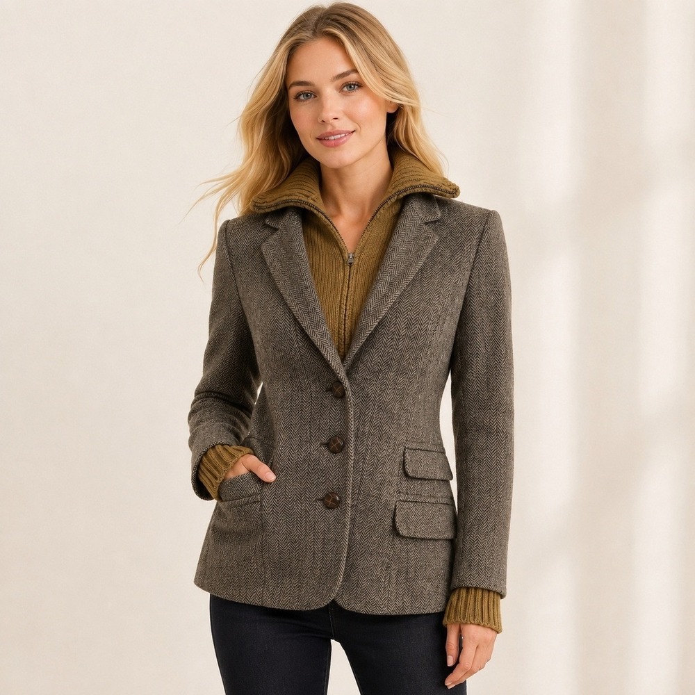 NWT Superdry Limited Wool Herringbone Blazer Removable Sweater Dickey S Heritage